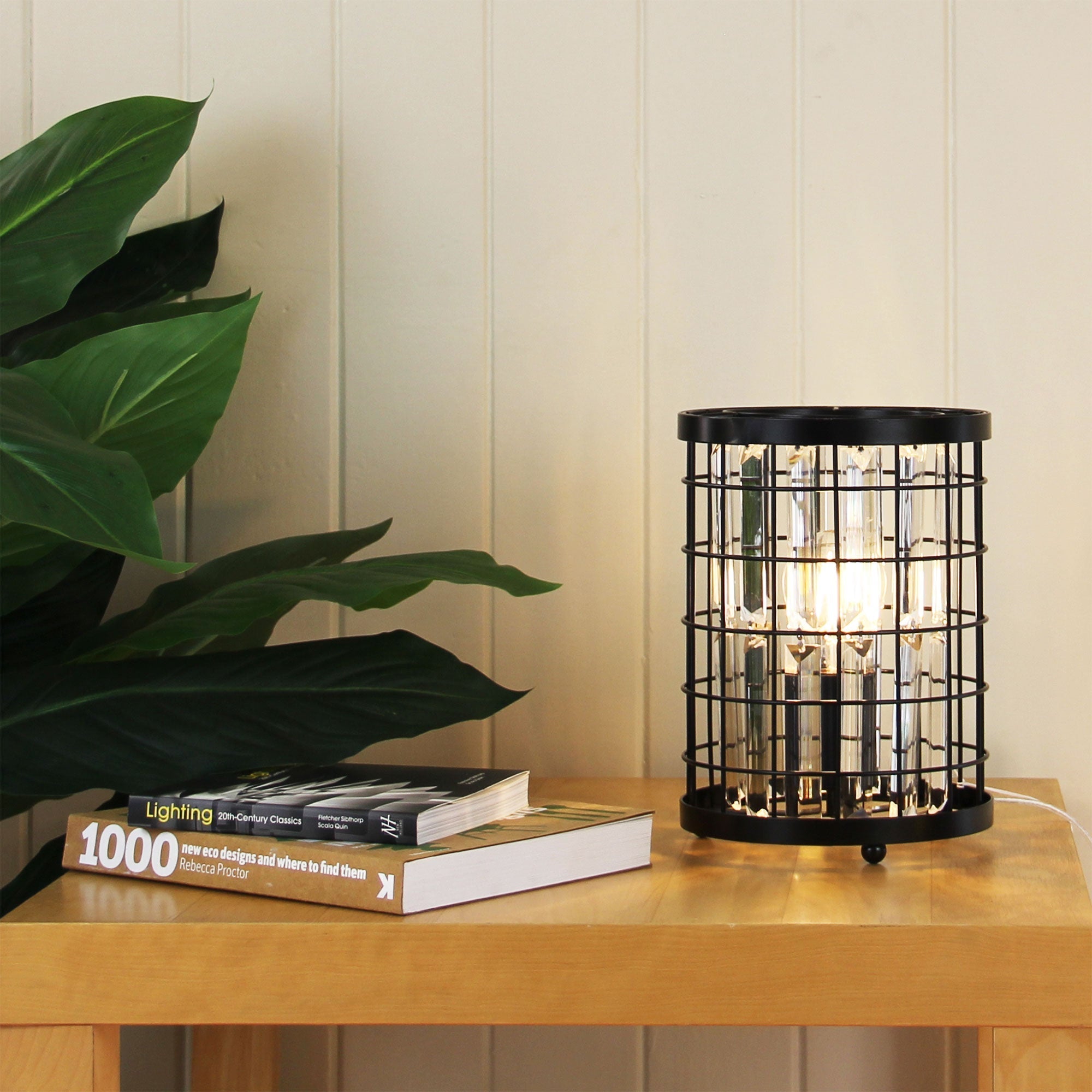Delaware Table Lamp Black and Crystal